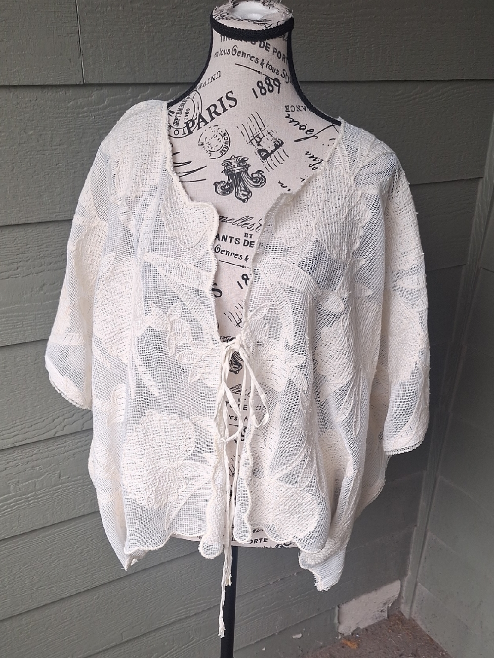 Free People Willow Tie-front Sheer Cape Top in White One Size - Picture 3 of 15
